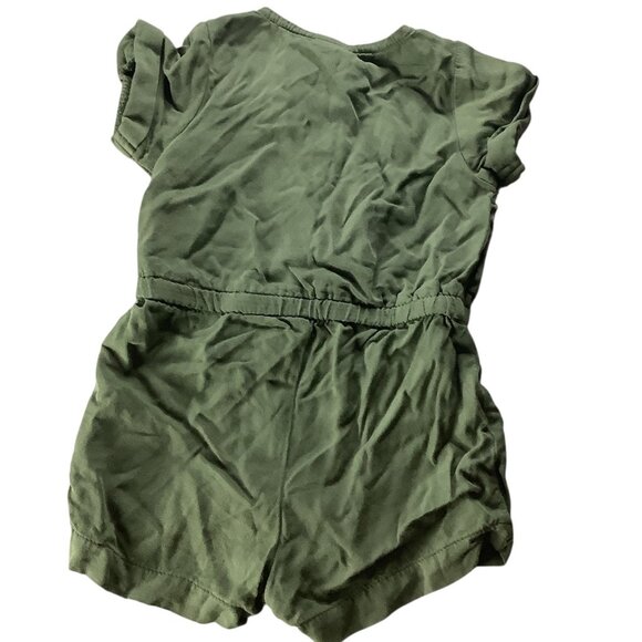 Old Navy Baby Girl Green Romper Jumpsuit Button Elastic Waist Short Sleeve 3-6M - Picture 2 of 9